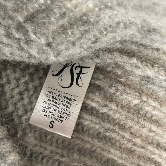 LoveShackFancy Atlas Grey Fringe Sweater Alpaca Size Small - Picture 4 of 6